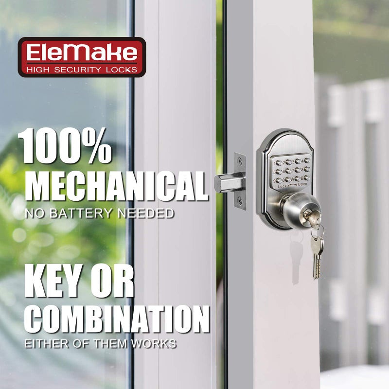 Elemake Keyless Entry Door Lock with Keypad - Keyless Deadbolt Lock, Digital Code Security Door Lock for Exterior Doors, Mechanical Lock with Stainless Steel 304 for Durability and Easy DIY Installation - Image 2